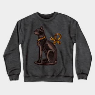 Egyptian black cat and Ankh Crewneck Sweatshirt